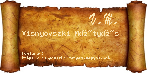 Visnyovszki Mátyás névjegykártya