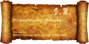 Visnyovszki Mátyás névjegykártya